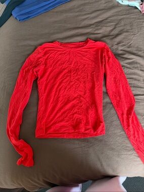 Amazon Women's Vibrant Red Long-Sleeve Crew Top